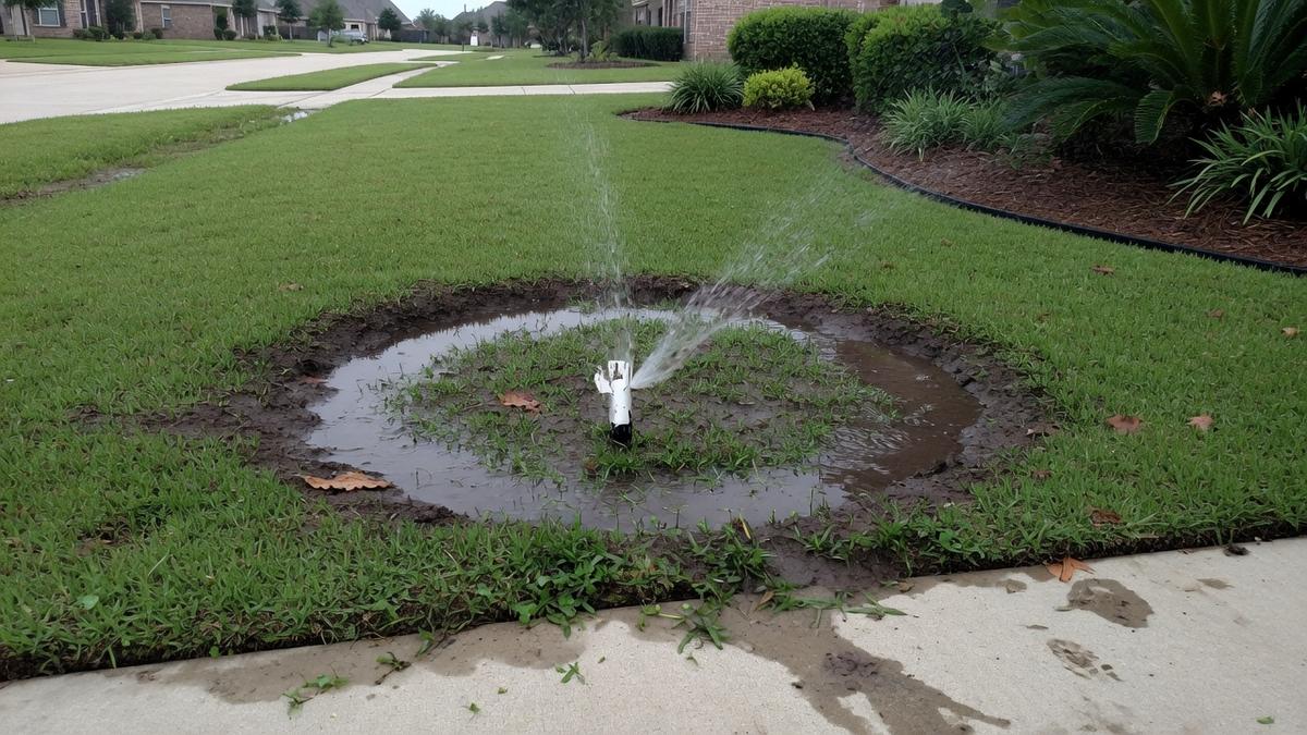 broken sprinkler heads on Cypress clay and St. Augustine