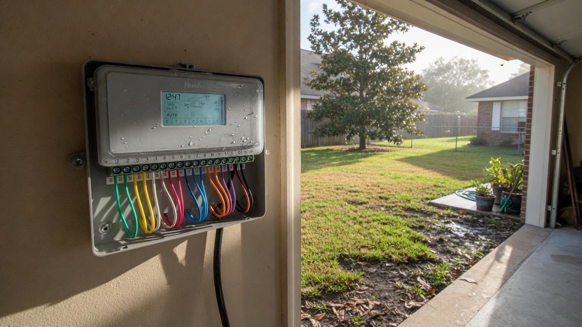 sprinkler controllers on Sugar Land clay and St. Augustine
