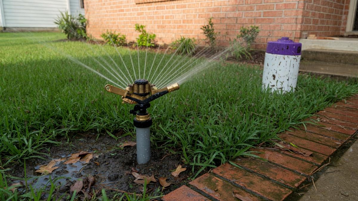 How we diagnose home sprinkler repair on a Houston-area lawn