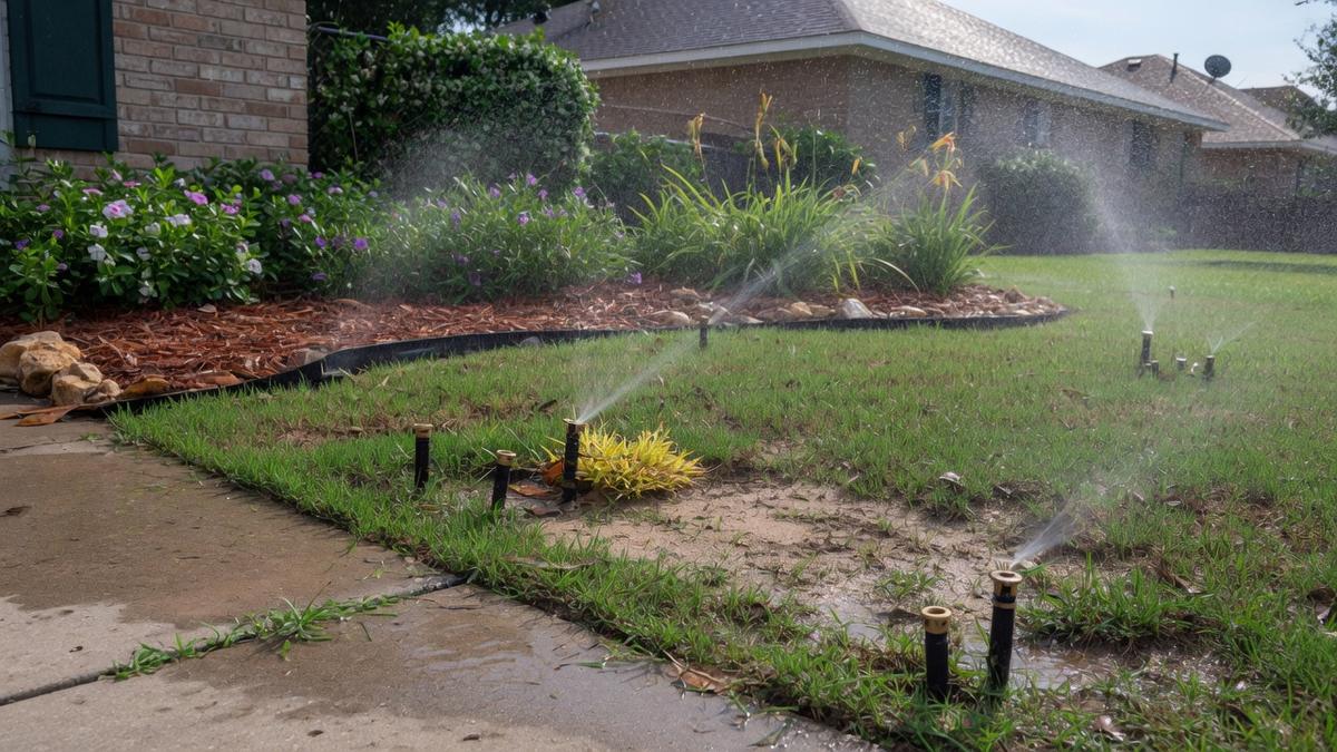 Riverstone and low sprinkler pressure — what Sugar Land yards do