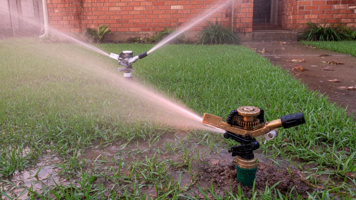 home sprinkler repair on Kingwood clay and St. Augustine