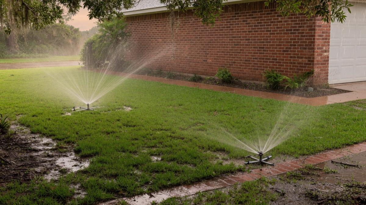 home sprinkler repair on The Woodlands clay and St. Augustine
