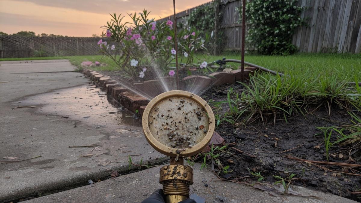 sprinkler maintenance on Pearland clay and St. Augustine