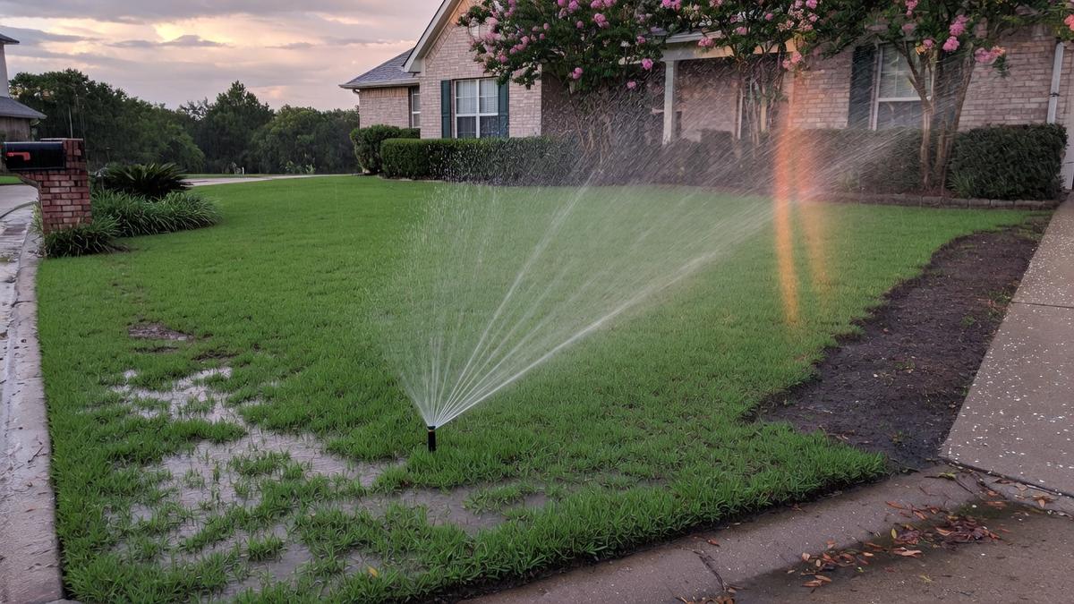 sprinkler repair on Sugar Land clay and St. Augustine