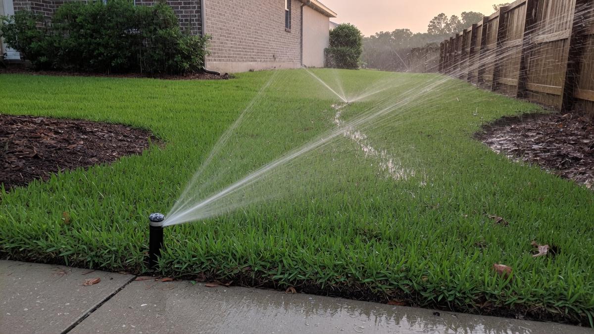 sprinkler repair on The Woodlands clay and St. Augustine