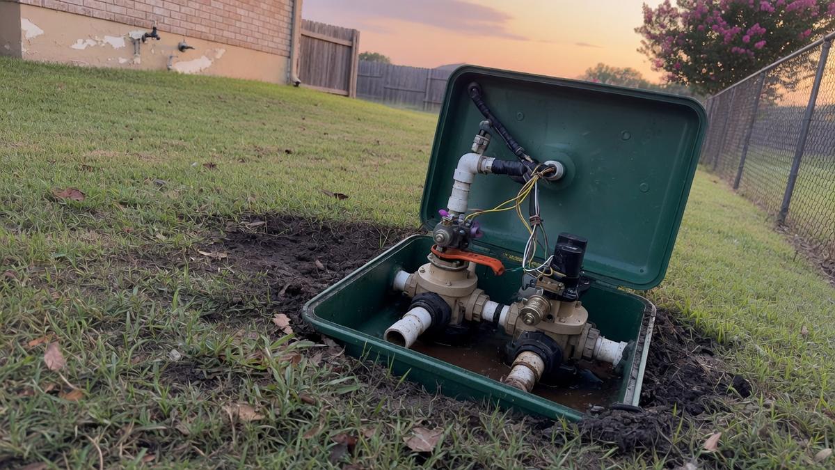 sprinkler valves on Bellaire clay and St. Augustine