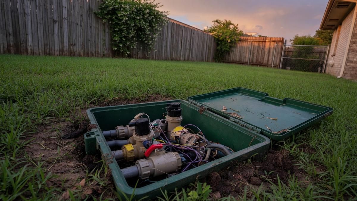 sprinkler valves on Houston clay and St. Augustine