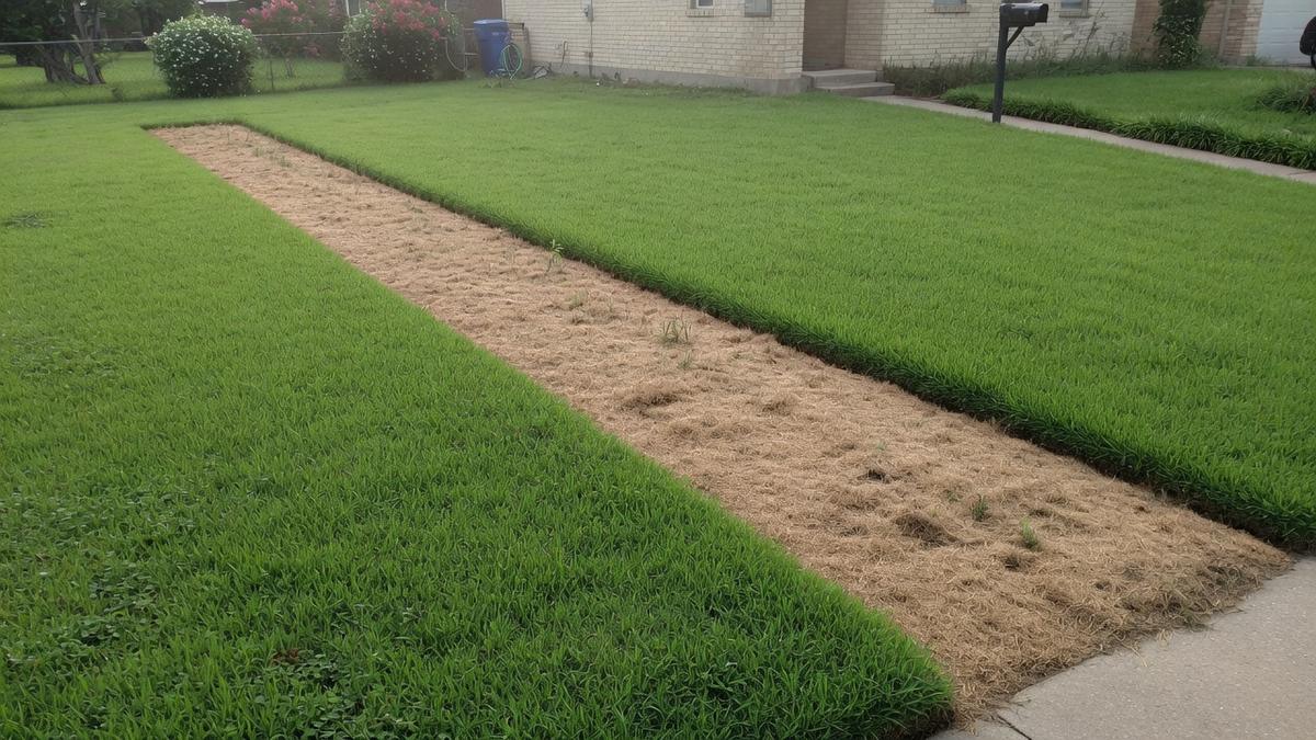Old Townsite and a dead sprinkler zone — what Pearland yards do